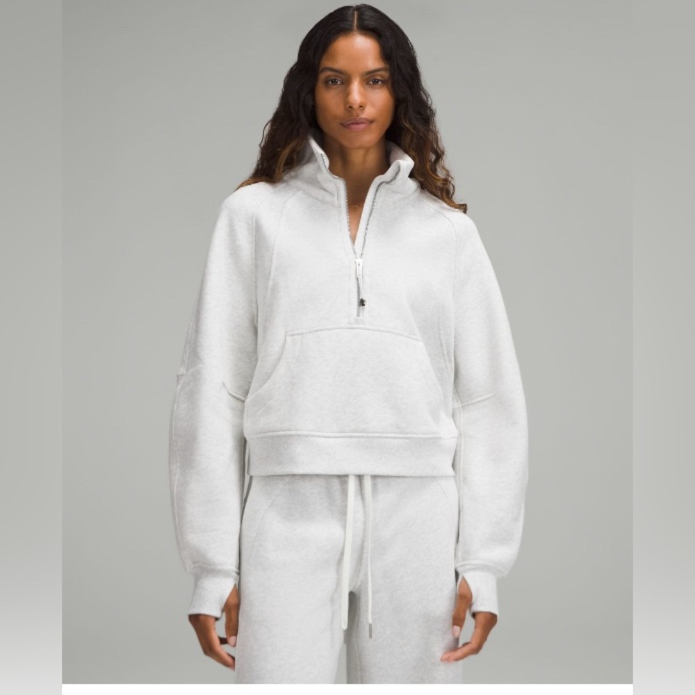 EUC Lululemon Scuba oversized funnel half zip, xs/s, heathered ultra light gray